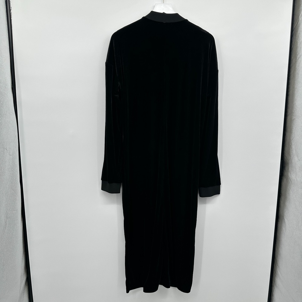 Juicy Couture Velvet Longline Bomber Jacket Duster Size Large Stretch Pockets - Picture 10 of 13